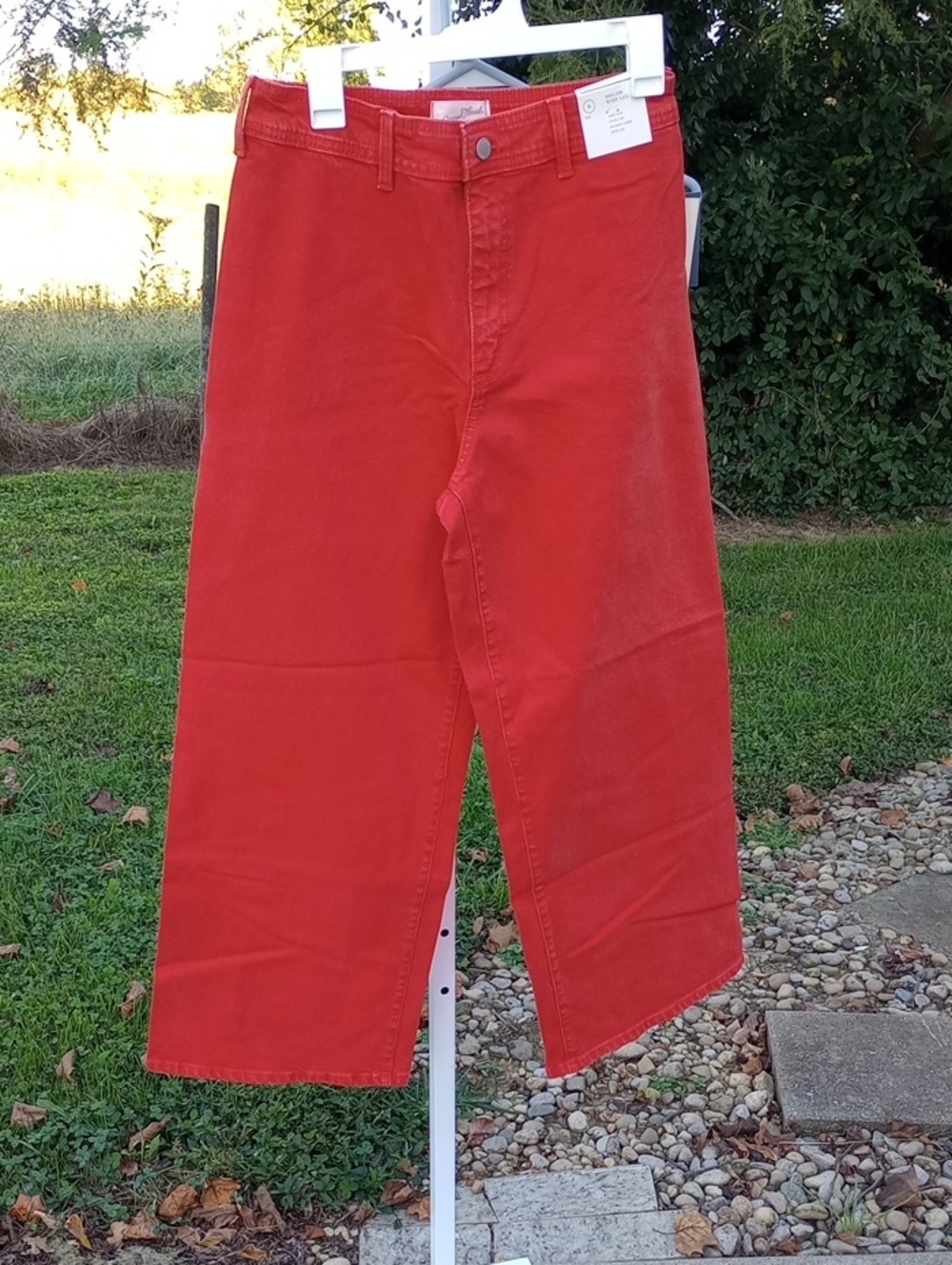 Universal Thread Red Denim Sailor Wide-Leg Pants 8 Reg NWT